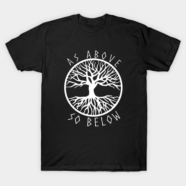 As Above So Below Paganism Tree of Life Yggdrasil T-Shirt by vikki182@hotmail.co.uk